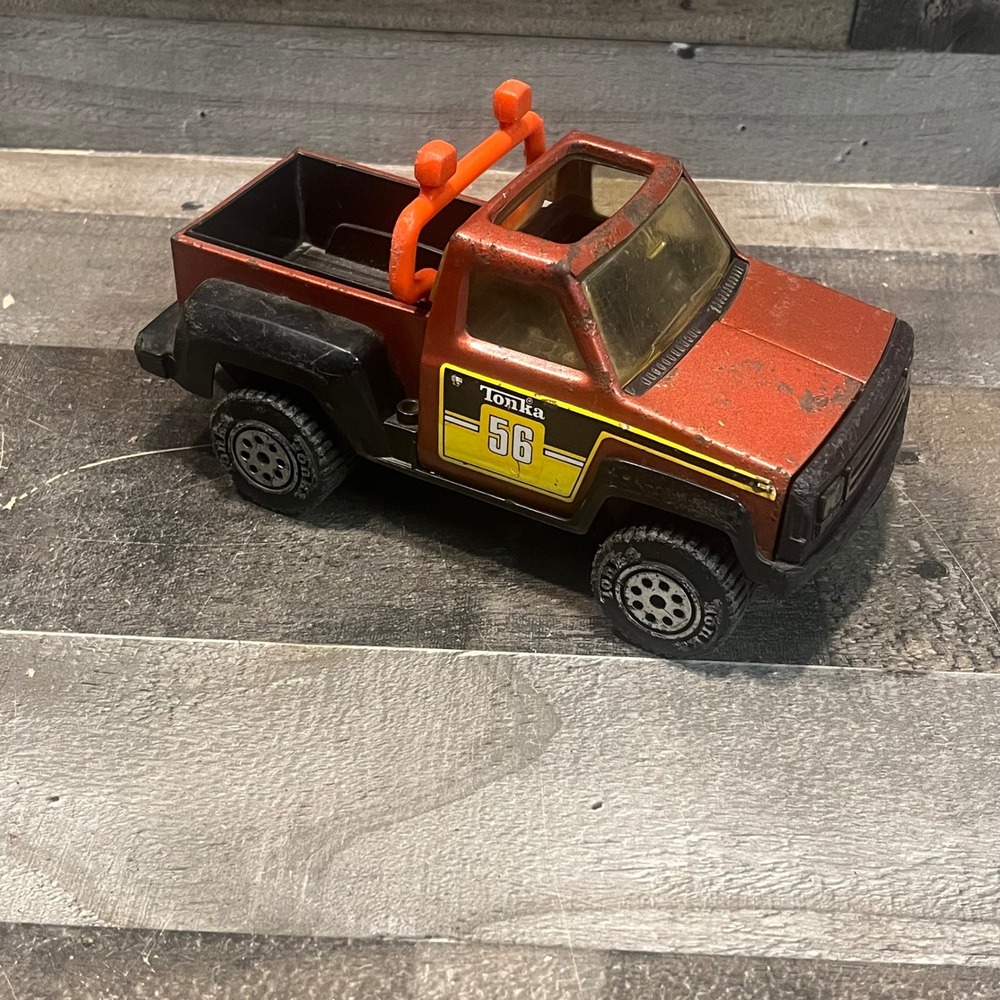 Vintage Tonka 56 4x4 Pickup Truck Pressed Steel Metallic Orange Toy Vehicle